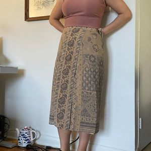 Maxmara silk wool wrap floral skirt